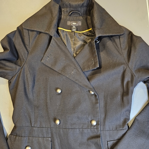 Peacoat/Military Style Trench Coat Black H&M Size 8 - Picture 6 of 8